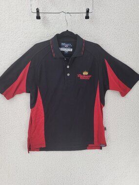 Vintage Pro Celebrity Budweiser Racing Polo Shirt Size M Red Black Colorblock
